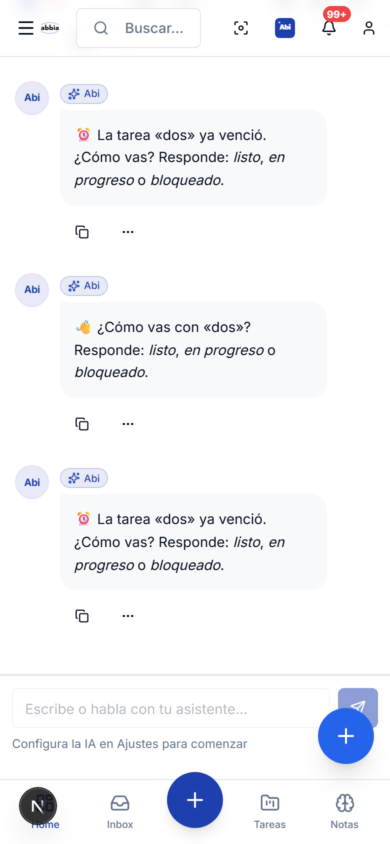 Command Center en móvil